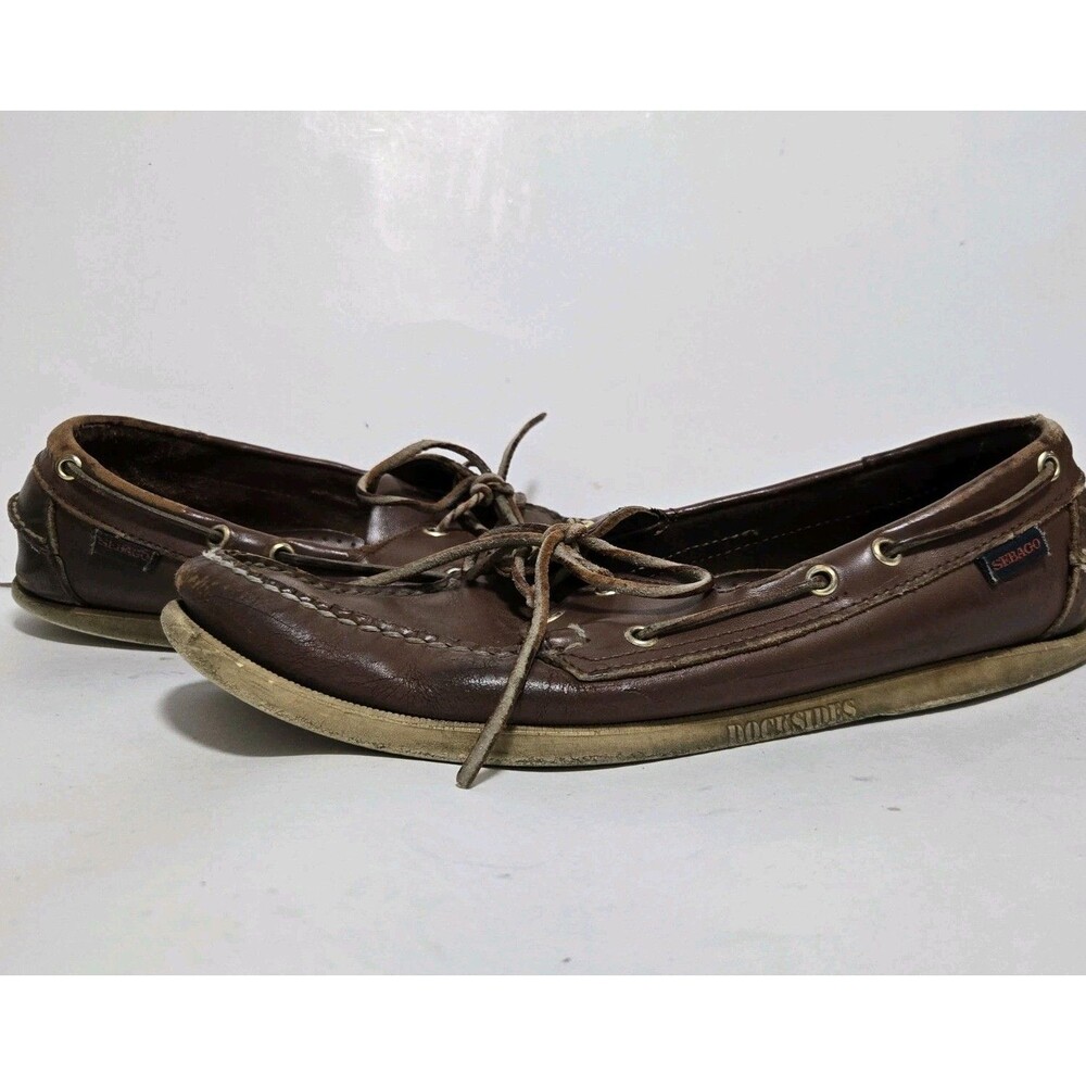 Sebago Loafers Mens 11.5 Shoes Dockside Boat Waxed Brown Leather